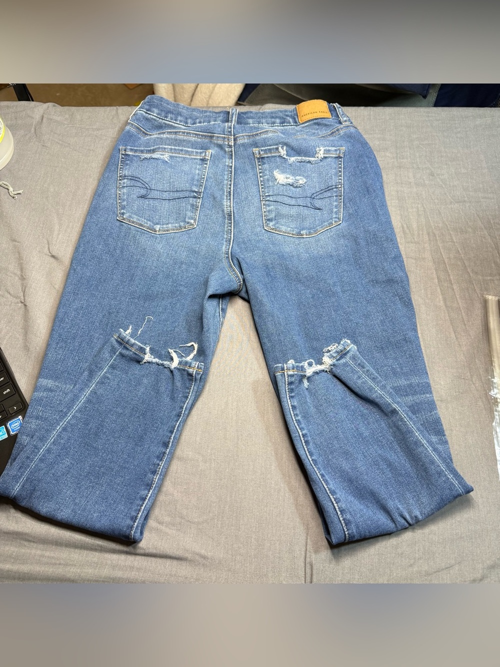 American Eagle Outfitters Ripped High Rise cropped Blue Jeggings - Picture 5 of 7